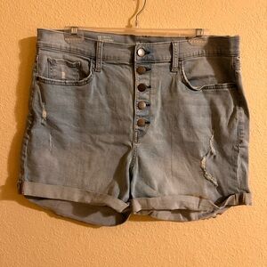 a.n.a Womens Plus High-Rise Denim Short Button Fly